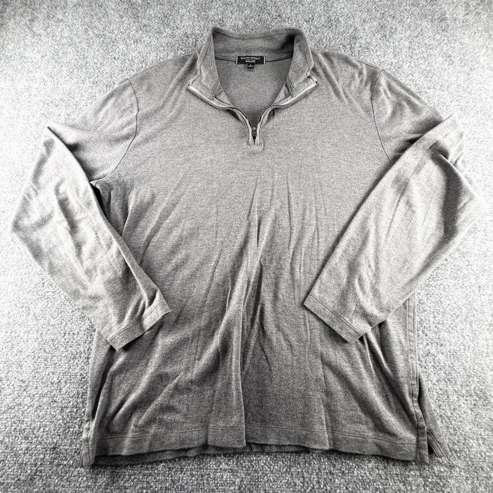 Banana Republic Luxury Touch Performance Quarter Zip Pullover Gray Mens Large